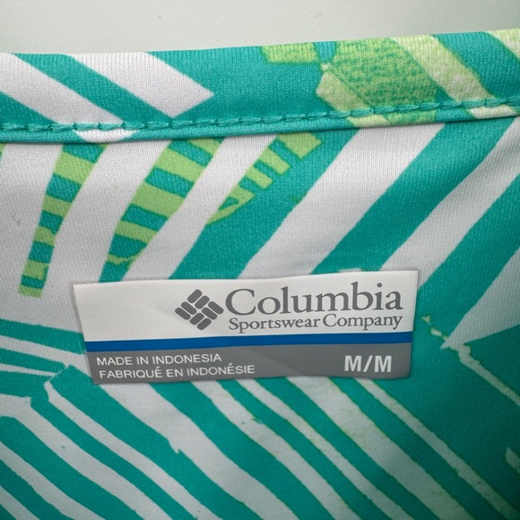 Columbia Women's M Green Tropical Leaf Print PFG Sleeveless Dress Beach Summer - Picture 4 of 11